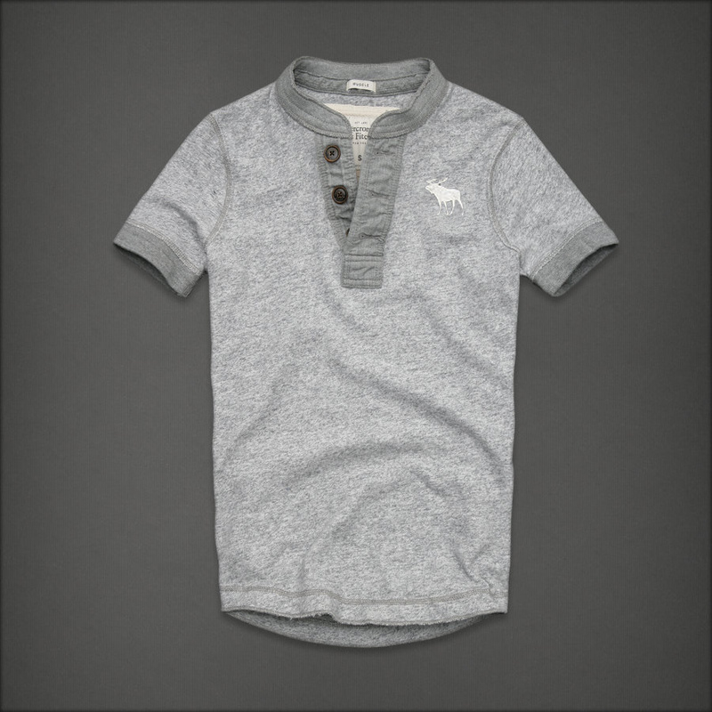 Abercrombie Fitch Hombres Ponte de pie de cuello Corto Remera AF5751